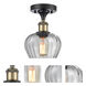 Ballston Fenton 1 Light 6.5 inch Black Antique Brass Semi-Flush Mount Ceiling Light in Clear Glass, Ballston