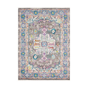 Cade 87 X 63 inch Navy/Pale Blue/Teal/Charcoal/Light Gray/Saffron Rugs, Rectangle