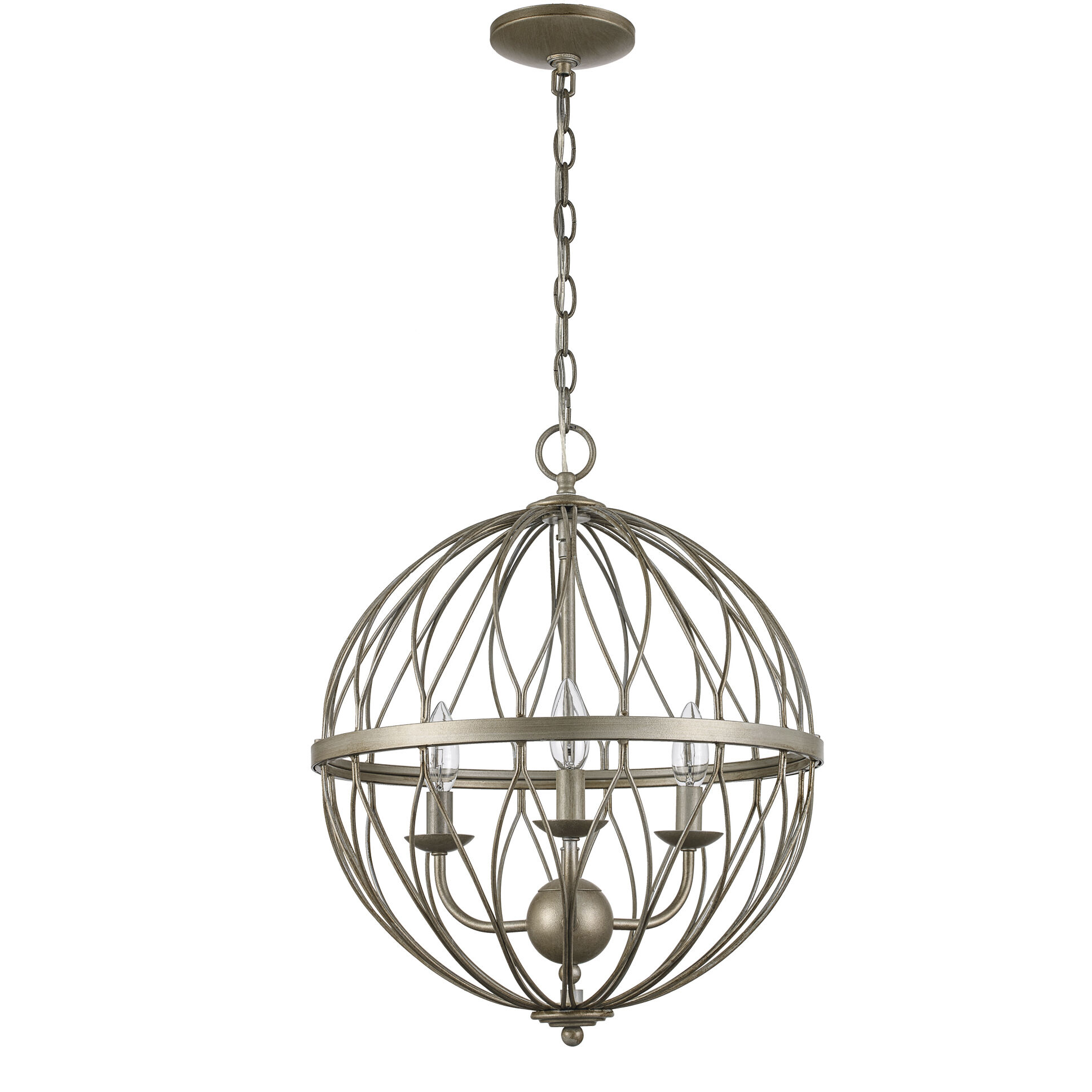 Sequoia 3 Light 16 inch Anique Silver Leaf Pendant Ceiling Light in Antique Silver Leaf