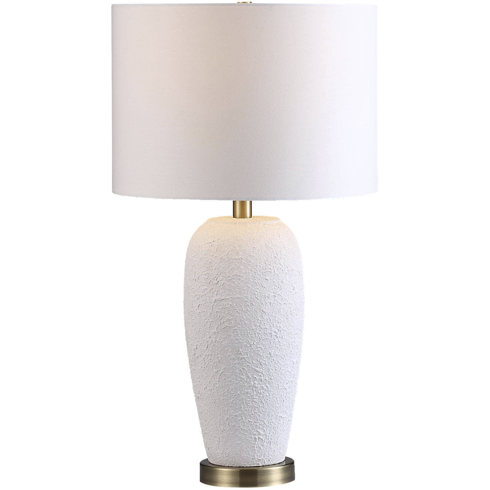 Nissa 25.5 inch 100 watt White and Antique Brass Table Lamp Portable Light