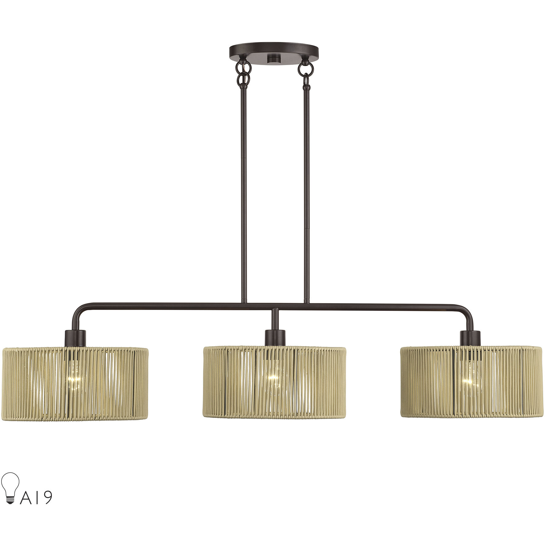 Goldiemesh 3 Light 46 inch English Bronze Linear Chandelier Ceiling Light, Extra Large