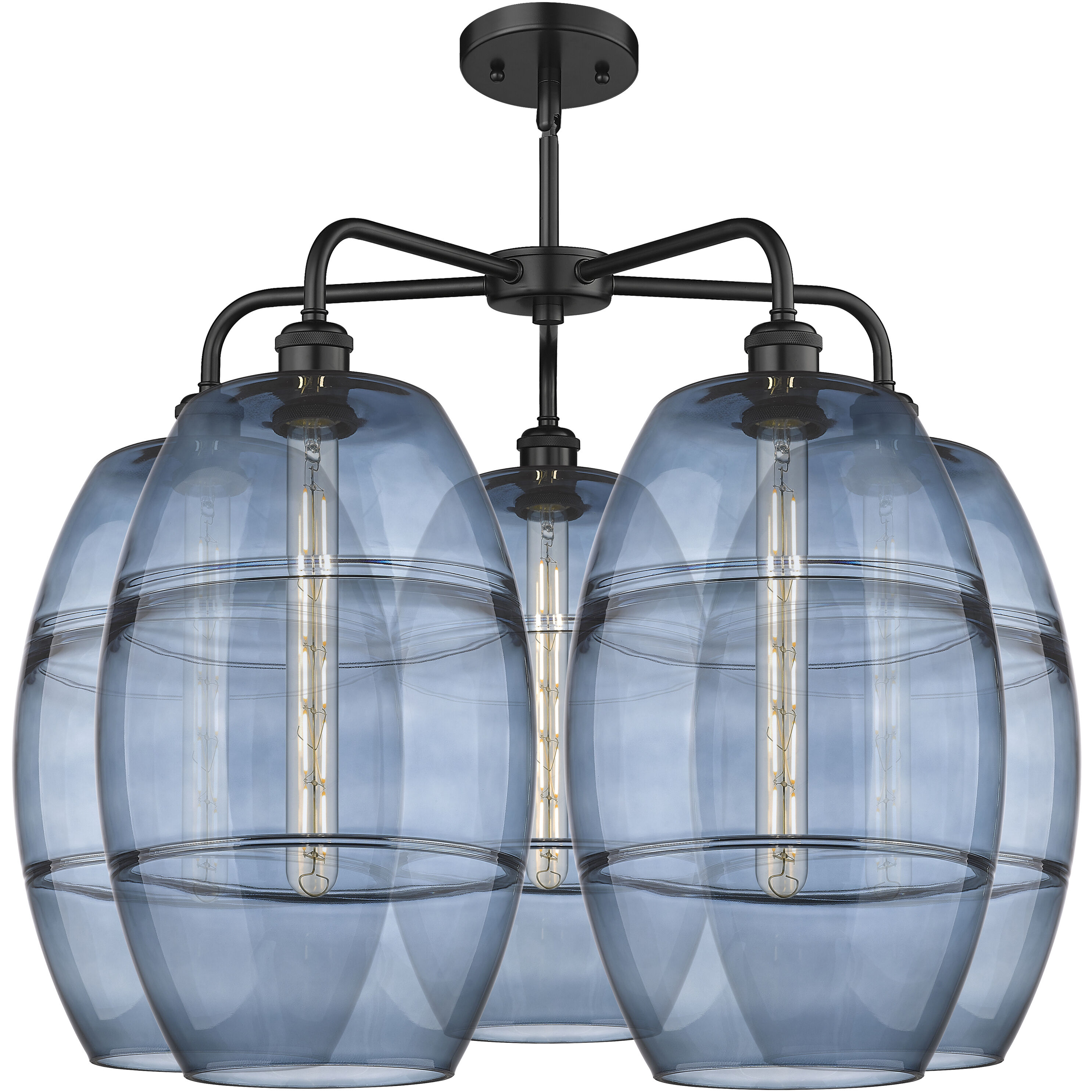 Ballston Vaz 5 Light 28 inch Matte Black Stem Hung Chandelier Ceiling Light