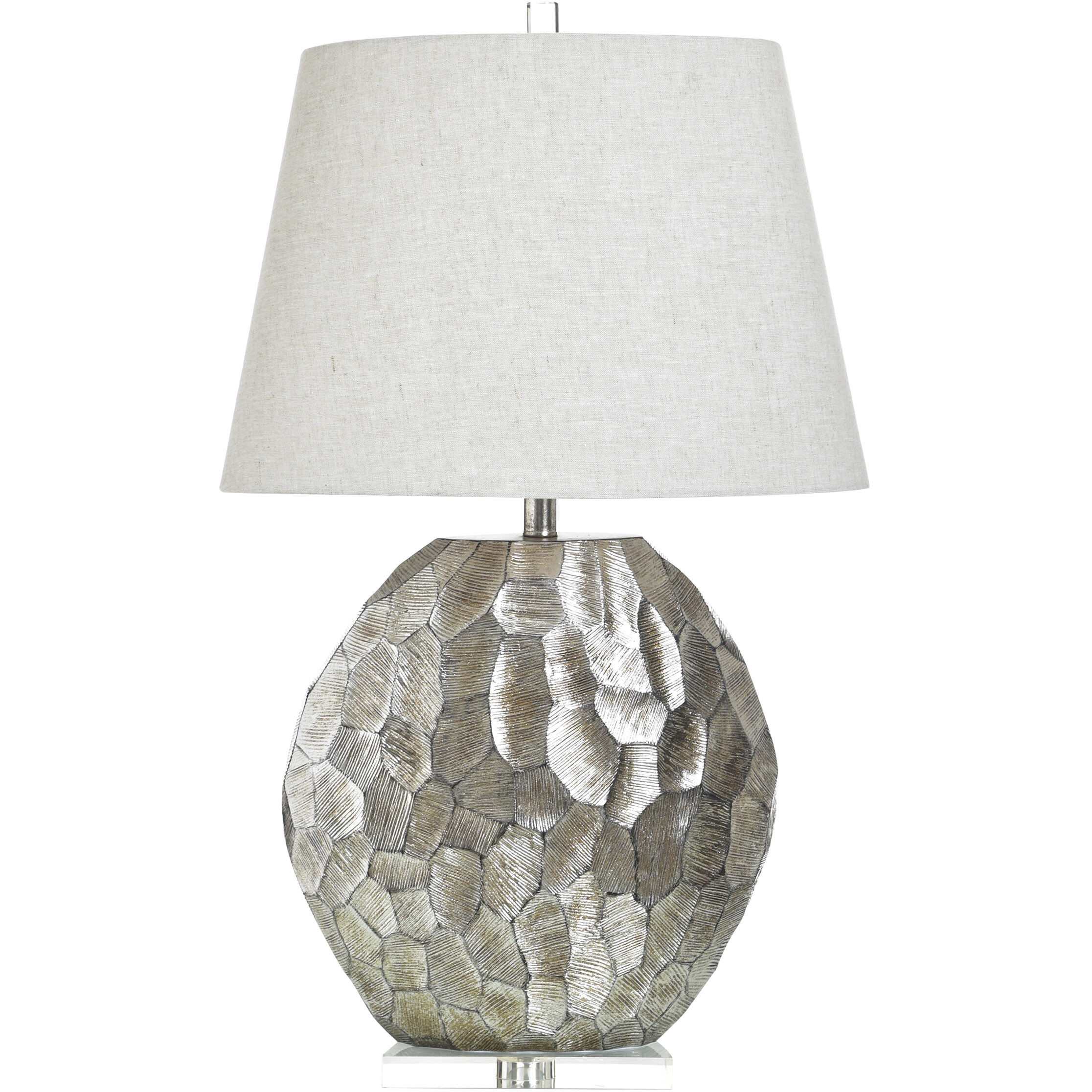 Poly 32 inch 100 watt Eggie Silver and White Table Lamp Portable Light