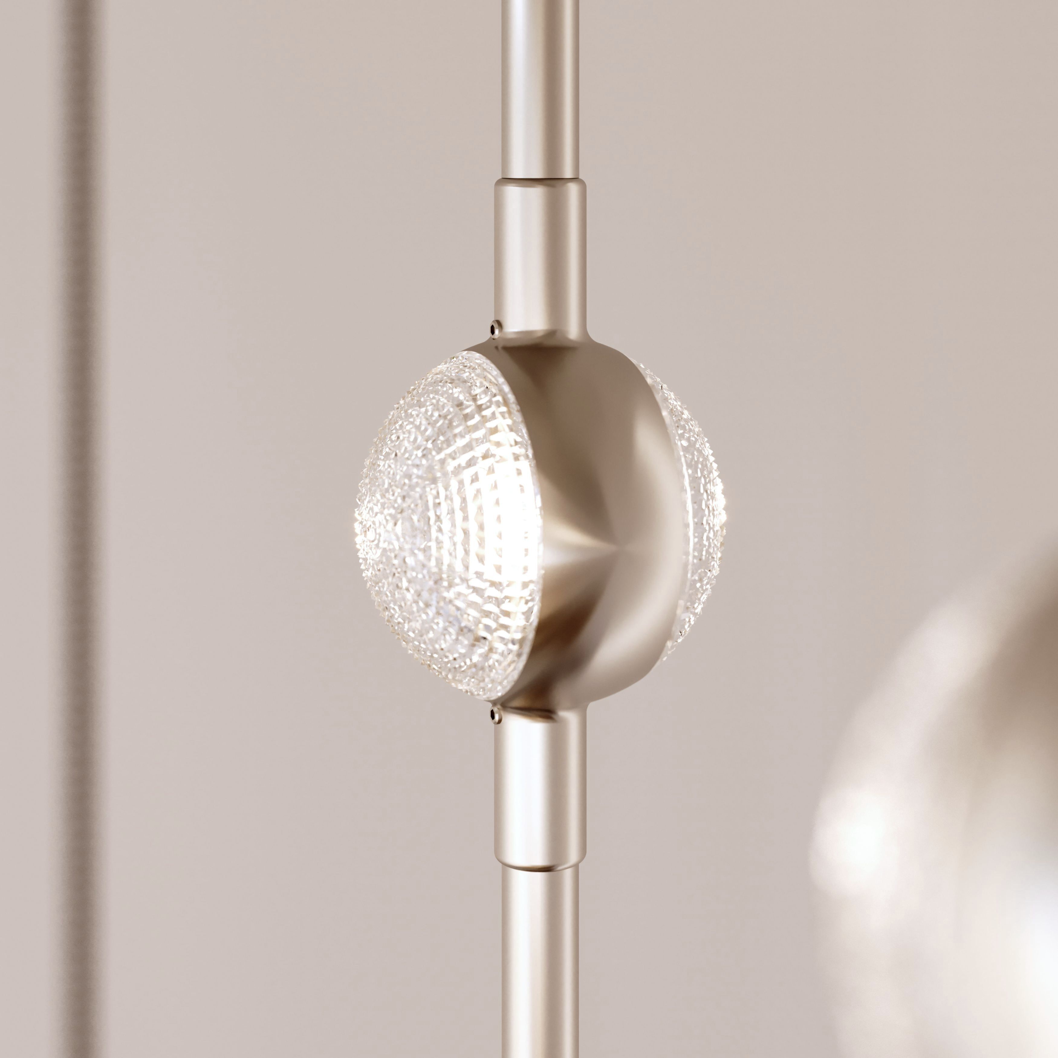 Constellation Aries LED 11.5 inch Satin Nickel Pendant Ceiling Light in 3000K, Clear Faceted Acrylic, 10 FT. Cord