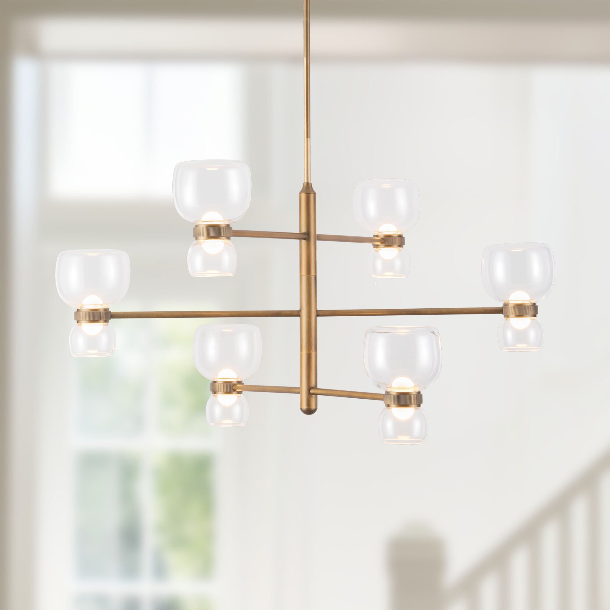 Sutton 36 inch Vintage Brass and Clear Glass Chandelier Ceiling Light