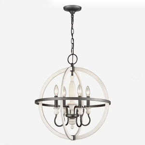 Brownell 4 Light 20 inch Anvil Iron with Antique White Chandelier Ceiling Light