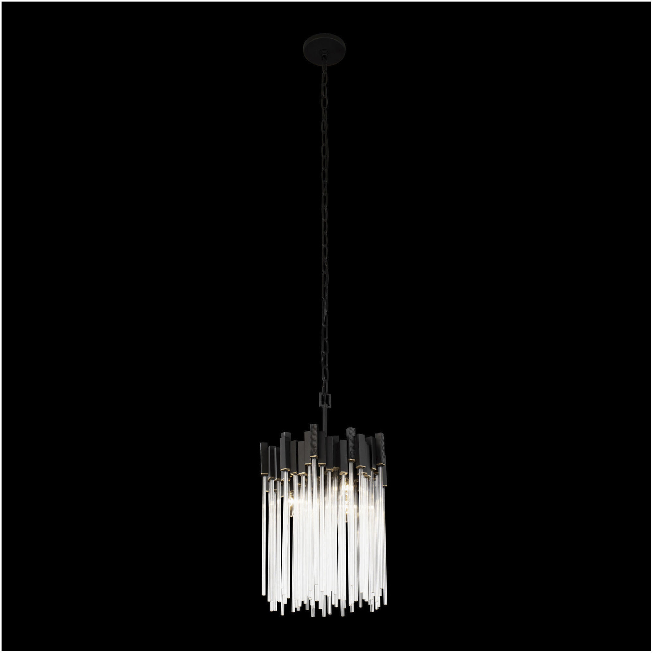 Matrix 3 Light 14 inch Matte Black and French Gold Pendant Ceiling Light
