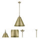 Ballston Cone 1 Light 16 inch Antique Brass Pendant Ceiling Light