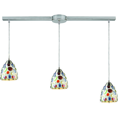 Gemstone 3 Light 36 inch Satin Nickel Multi Pendant Ceiling Light, Configurable