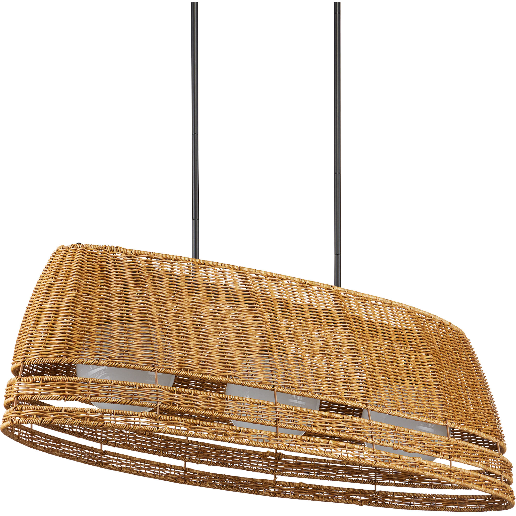 Barbary 3 Light 52.75 inch Natural/Black/Frosted White Outdoor Chandelier