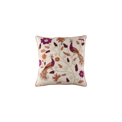 Mayura 20 X 20 inch Beige and Burnt Orange Throw Pillow