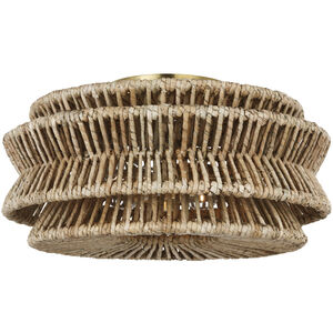 Chapman & Myers Antigua LED 16 inch Antique-Burnished Brass and Natural Abaca Drum Semi-Flush Mount Ceiling Light, Large