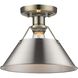 Yep Orwell 1 Light 10 inch Aged Brass Flush Mount Ceiling Light in Pewter, Damp