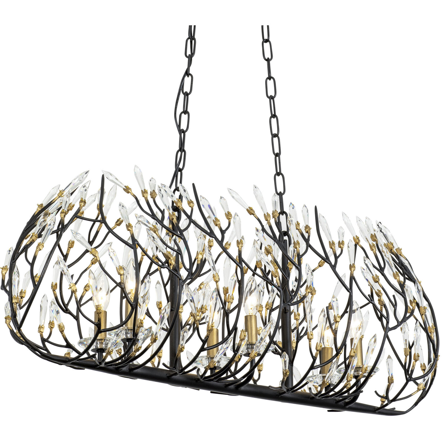 Bask 6 Light 36 inch Matte Black and French Gold Linear Pendant Ceiling Light