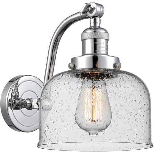 Franklin Restoration Large Bell 1 Light 8 inch Polished Chrome Sconce Wall Light in Seedy Glass, Franklin Restoration