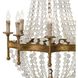 Frosted Crystal Bead 8 Light 28 inch Antique Gold Chandelier Ceiling Light