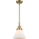Franklin Restoration Large Cone 1 Light 8 inch Antique Brass Mini Pendant Ceiling Light in Matte White Glass