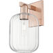 Preston Sconce Wall Light in Antique Copper, Clear Glass