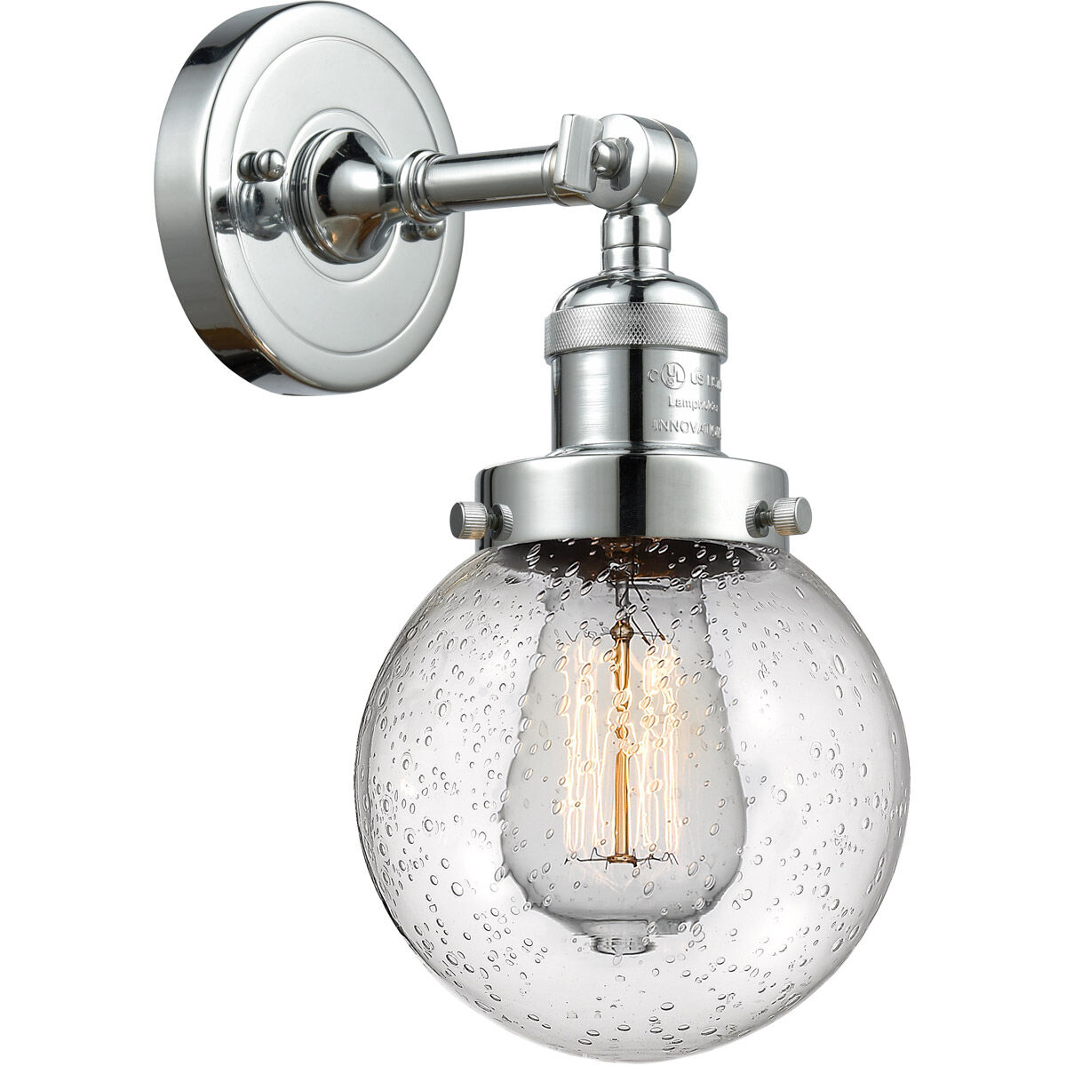 Franklin Restoration Beacon 1 Light 6 inch Polished Chrome Semi-Flush Mount Ceiling Light in Seedy Glass, Franklin Restoration