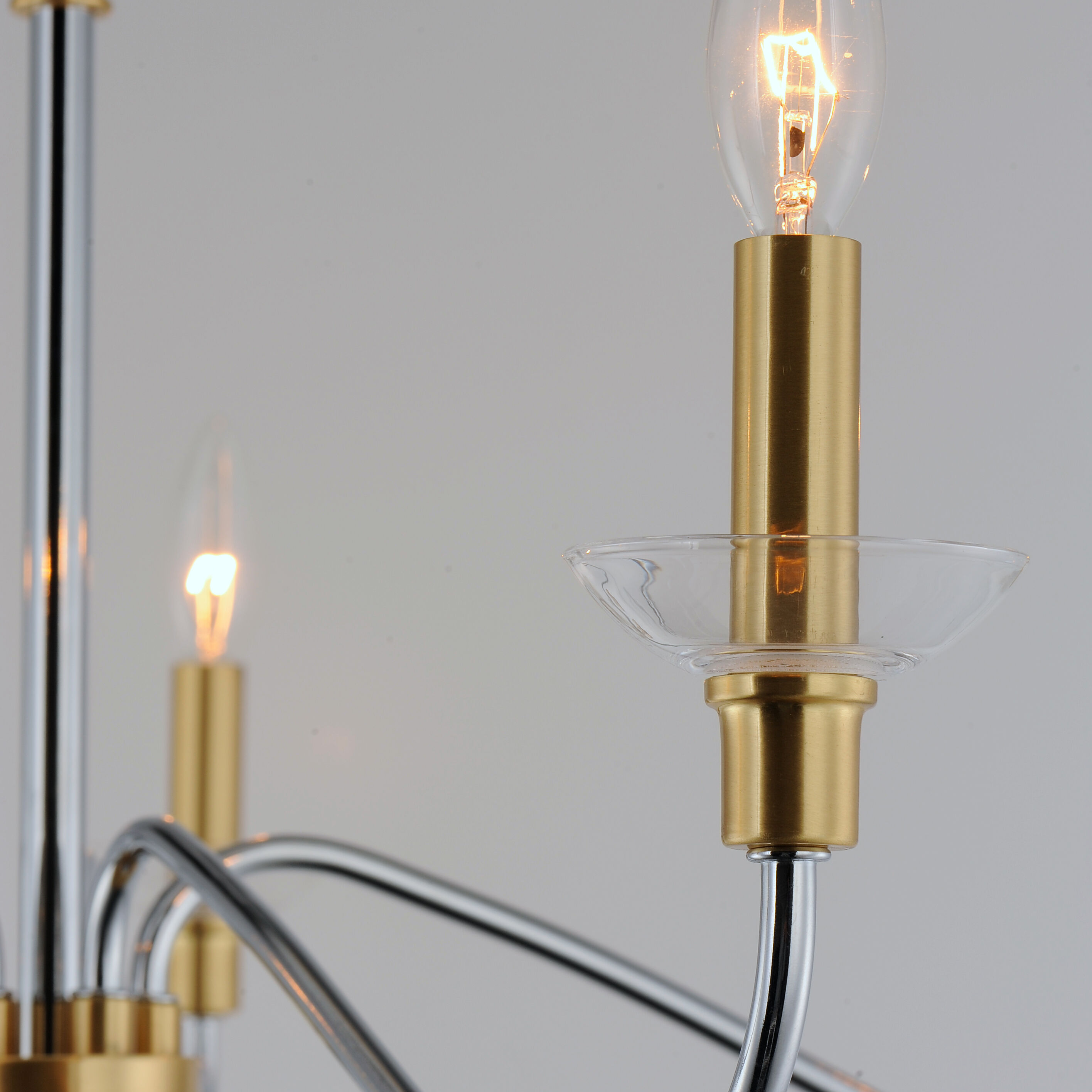 Clarion 5 Light 32 inch Polished Chrome/Satin Brass Chandelier Ceiling Light