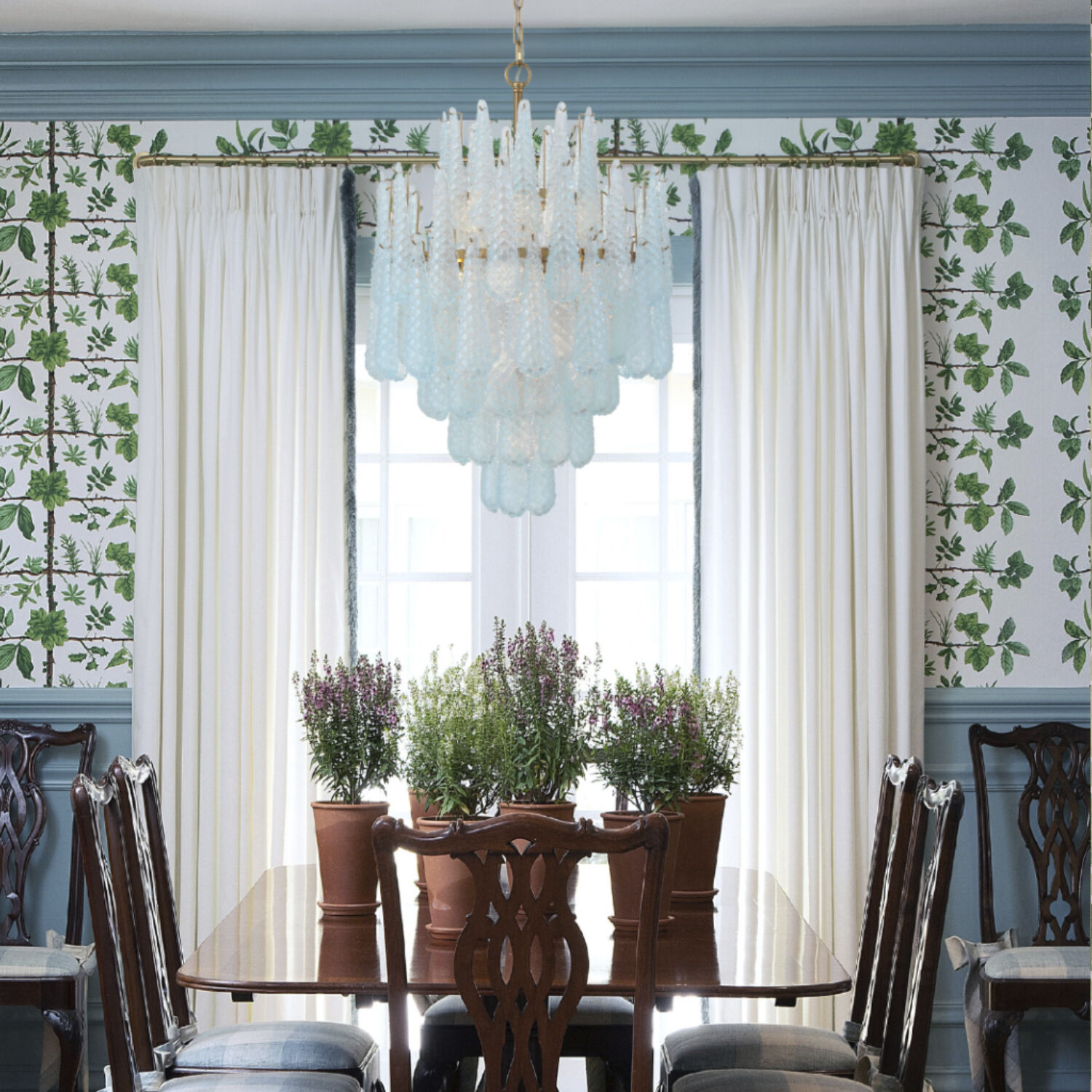 Ollie 16 Light 26.25 inch Aged Brass Chandelier Ceiling Light in Sand Glass Blue