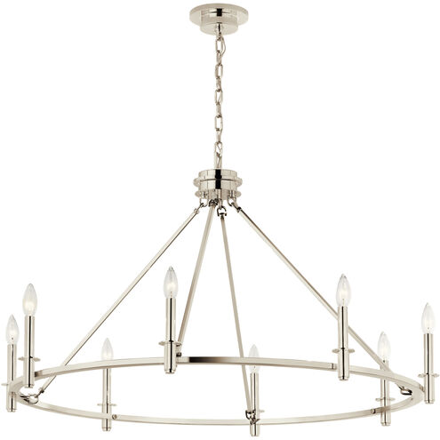 Carrick 8 Light Polished Nickel Chandelier Ceiling Light, 1 Tier Medium
