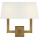 Chapman & Myers Square Tube 2 Light 15.5 inch Hand-Rubbed Antique Brass Double Sconce Wall Light in Linen 2