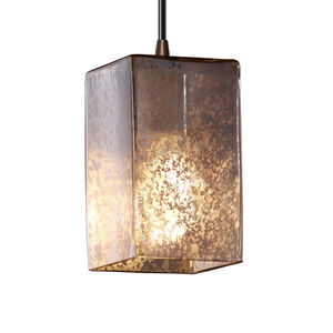 Fusion 1 Light 4 inch Dark Bronze Pendant Ceiling Light in Black Cord, Mercury Glass, Square with Flat Rim, Incandescent