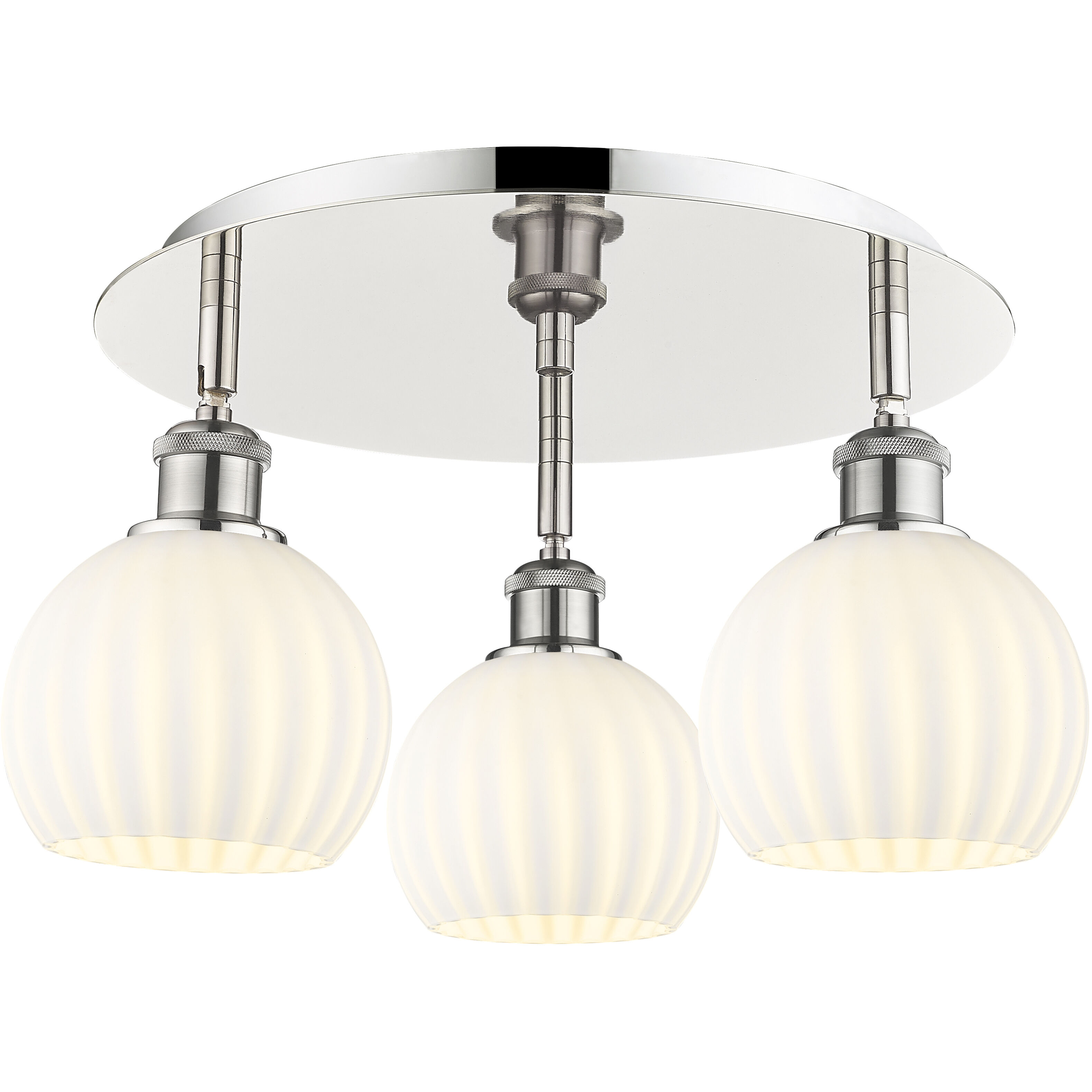 Ballston White Venetian 3 Light 17.75 inch Polished Nickel Flush Mount Ceiling Light
