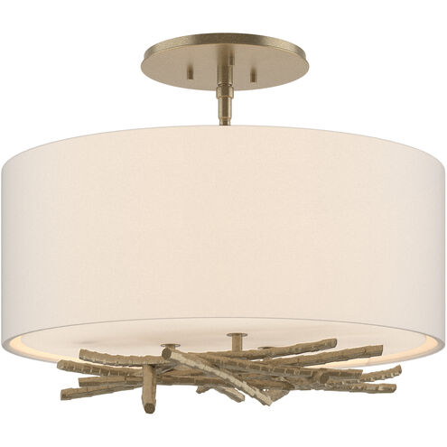 Brindille 3 Light 15 inch Soft Gold Semi-Flush Ceiling Light in Flax