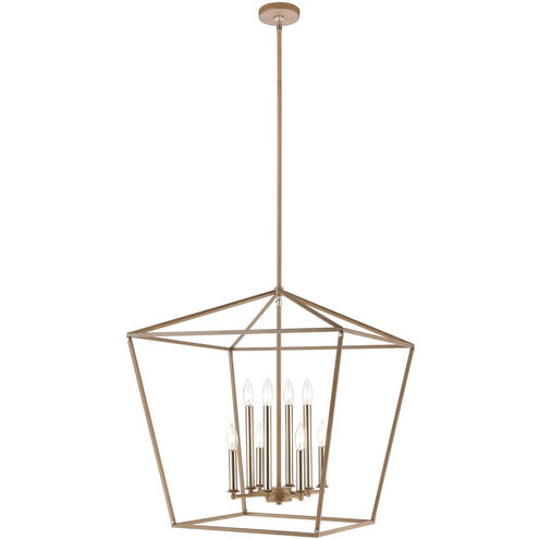 Rapho 8 Light 24 inch Wood Tone with Satin Nickel Chandelier Ceiling Light