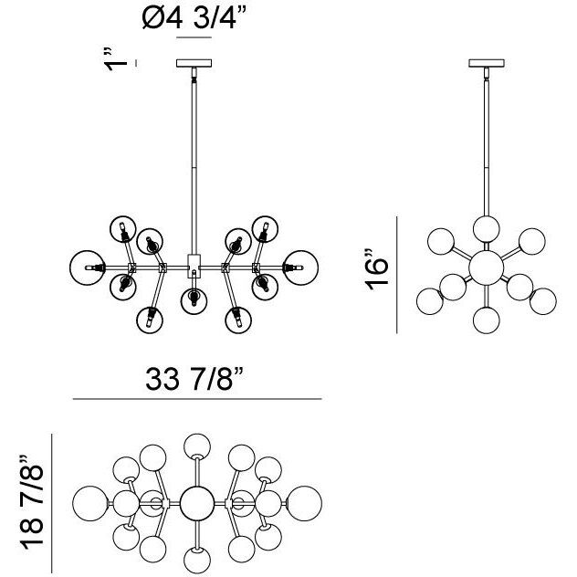 Novu LED 19 inch Aged Gold Brass Chandelier Ceiling Light