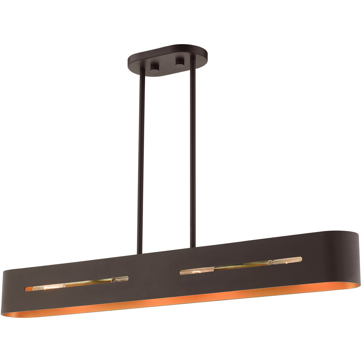 Ravena 4 Light 36 inch Bronze with Antique Brass Accents Linear Chandelier Ceiling Light