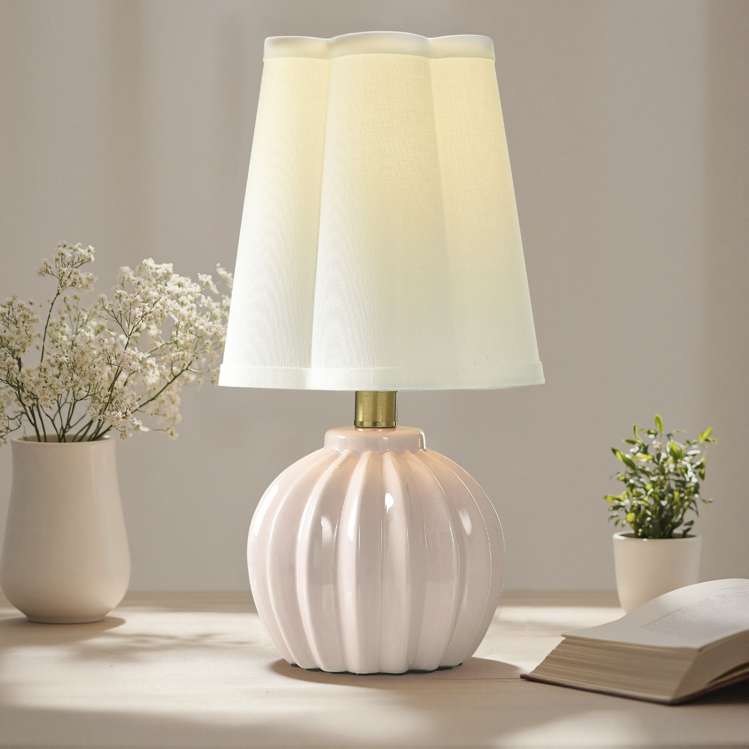 Ophelia 12.5 inch 25 watt Pink Peony Table Lamp Portable Light