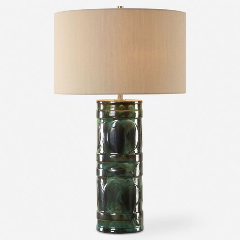 Loch 28.25 inch 150.00 watt Peacock Green And Slate Glaze and Brushed Nickel Table Lamp Portable Light