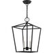 Devone 3 Light 13 inch Black Convertible Semi Flush/Lantern Ceiling Light