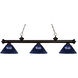 Riviera 3 Light 57 inch Bronze Billiard Ceiling Light in Dark Blue Acrylic, 10.65