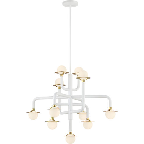 Tubular LED 29.38 inch Matte White W/Honey Gold Chandelier Ceiling Light
