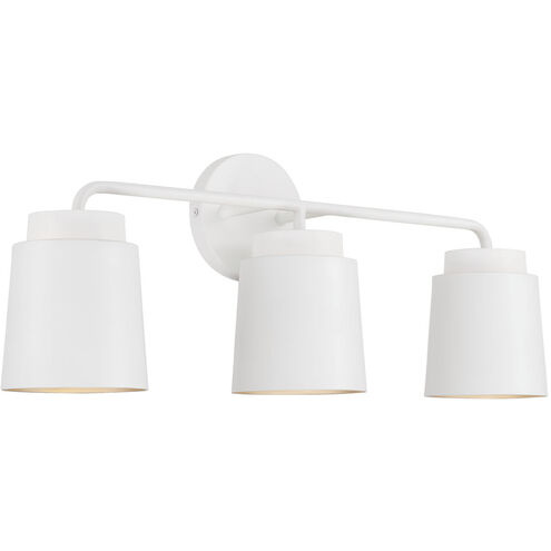 Pratt 3 Light 24.5 inch Matte White Vanity Light Wall Light