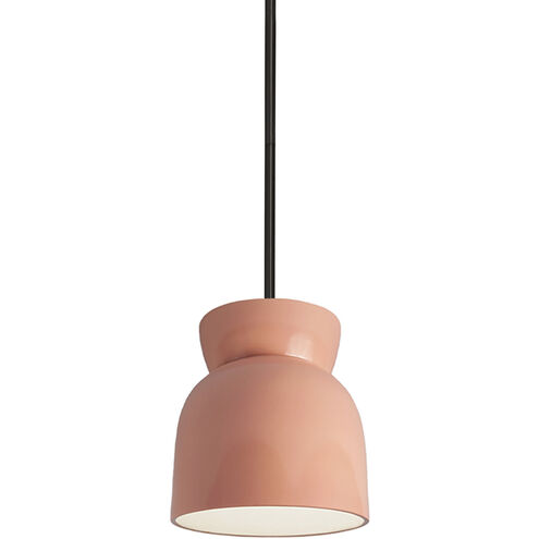 Radiance Collection 1 Light 8 inch Gloss Blush with Matte Black Pendant Ceiling Light