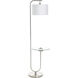 Sutton 61 inch 100 watt Brushed Nickel and Clear and White Floor Lamp Portable Light