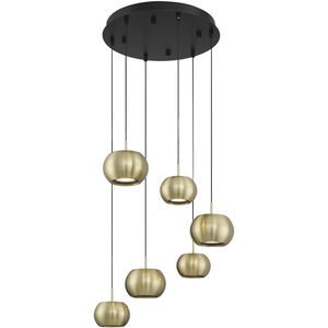 Halo LED 20.5 inch Coal And Brushed Gold Pendant Ceiling Light, Pan