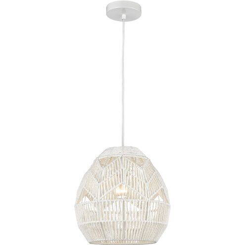 Boho 1 Light 12 inch White Mini Pendant Ceiling Light, H-Bar