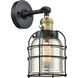 Franklin Restoration Small Bell Cage LED 6 inch Black Antique Brass Sconce Wall Light, Franklin Restoration