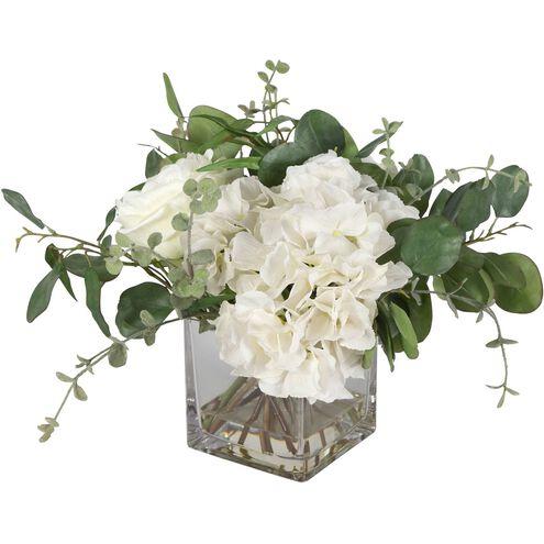 Rosewood Green and White with Clear Glass Garden Bouquet