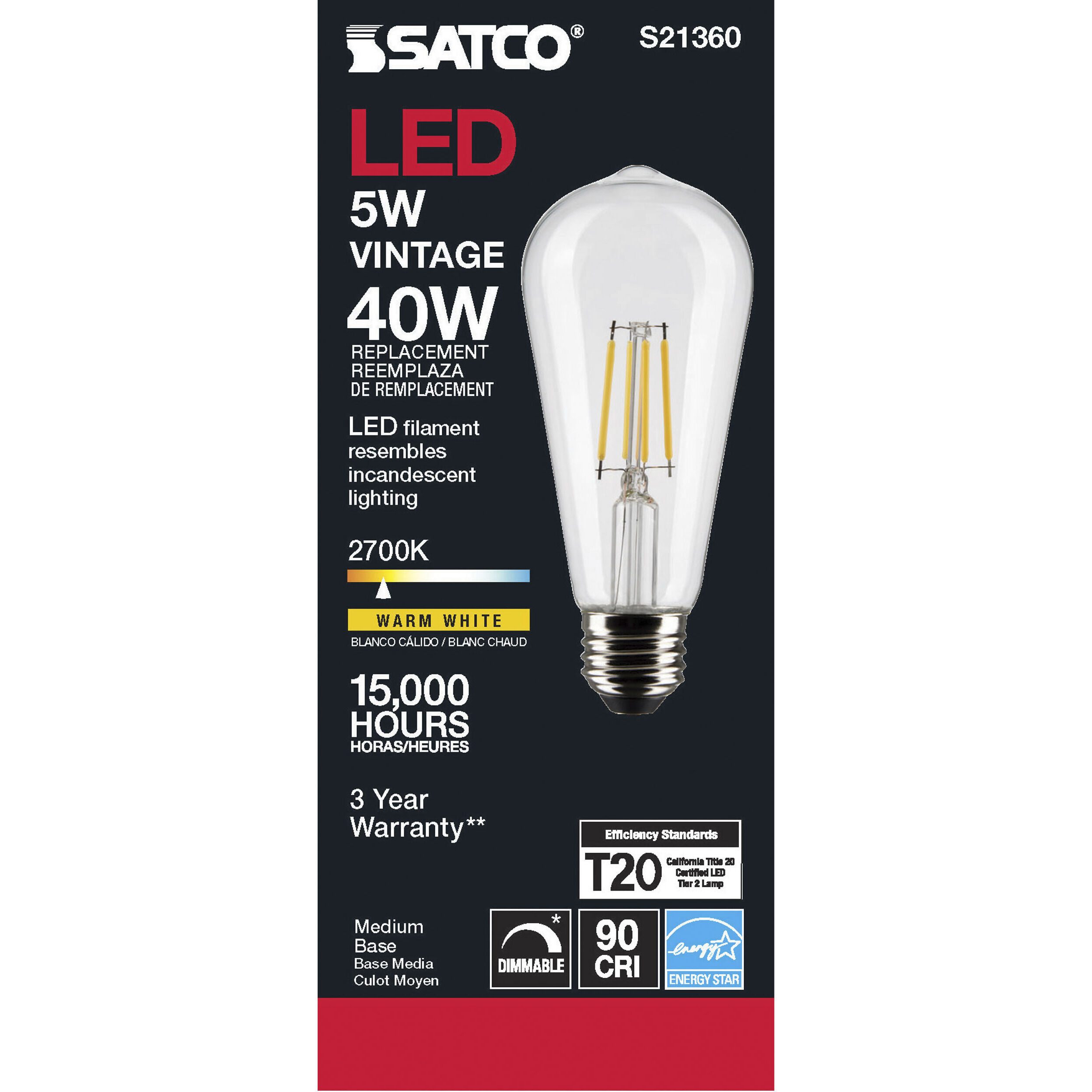 Lumos LED Medium Medium 5.00 watt 2700K LED Filament