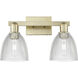 Arcadia Castile 2 Light 17 inch Antique Brass Bath Vanity Light Wall Light in Clear