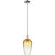 Downtown Urban Brookhaven Flute 1 Light 7 inch Polished Nickel Mini Pendant Ceiling Light in Amber Glass