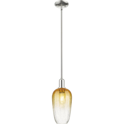 Downtown Urban Brookhaven Flute 1 Light 7 inch Polished Nickel Mini Pendant Ceiling Light in Amber Glass