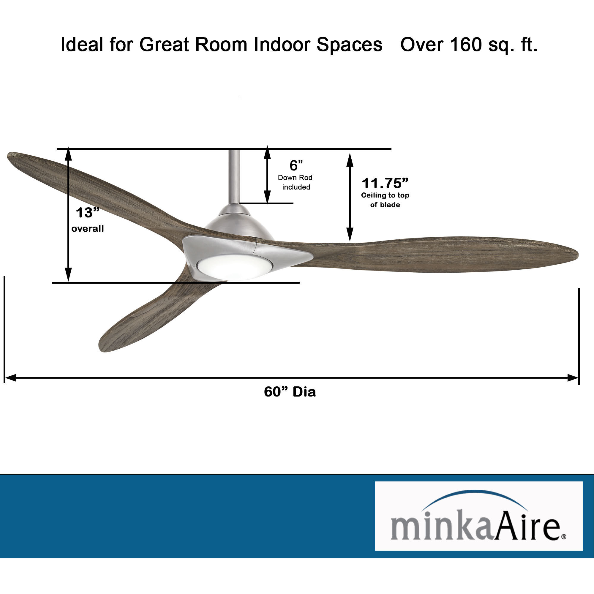 Marion 44 inch Low Profile Remote Ceiling Fan with LED Light Kit